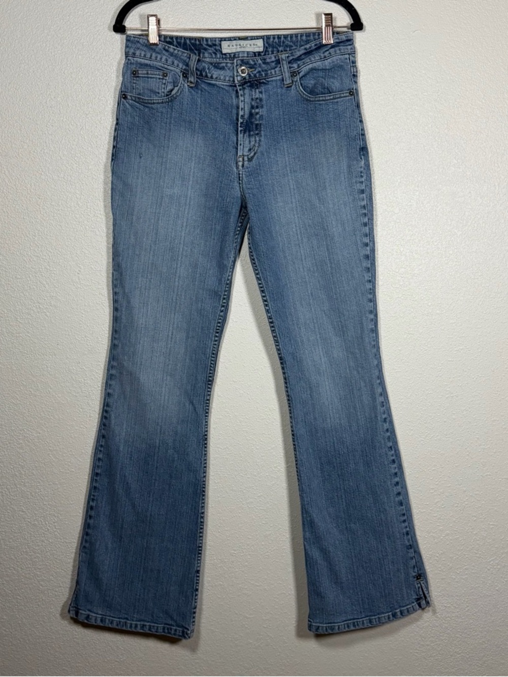 Vintage Y2K Maurices Light Wash Low Rise Flare Denim Jeans Split Hem 7/8L